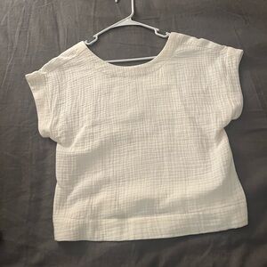 Madewell White Textured Short Sleeve Top